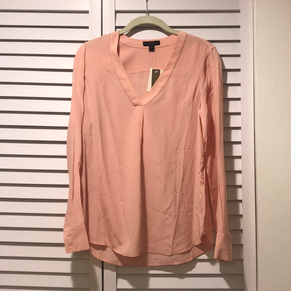 Pink silk top from J. Crew